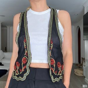 Vest with beads and embroidery S vintage